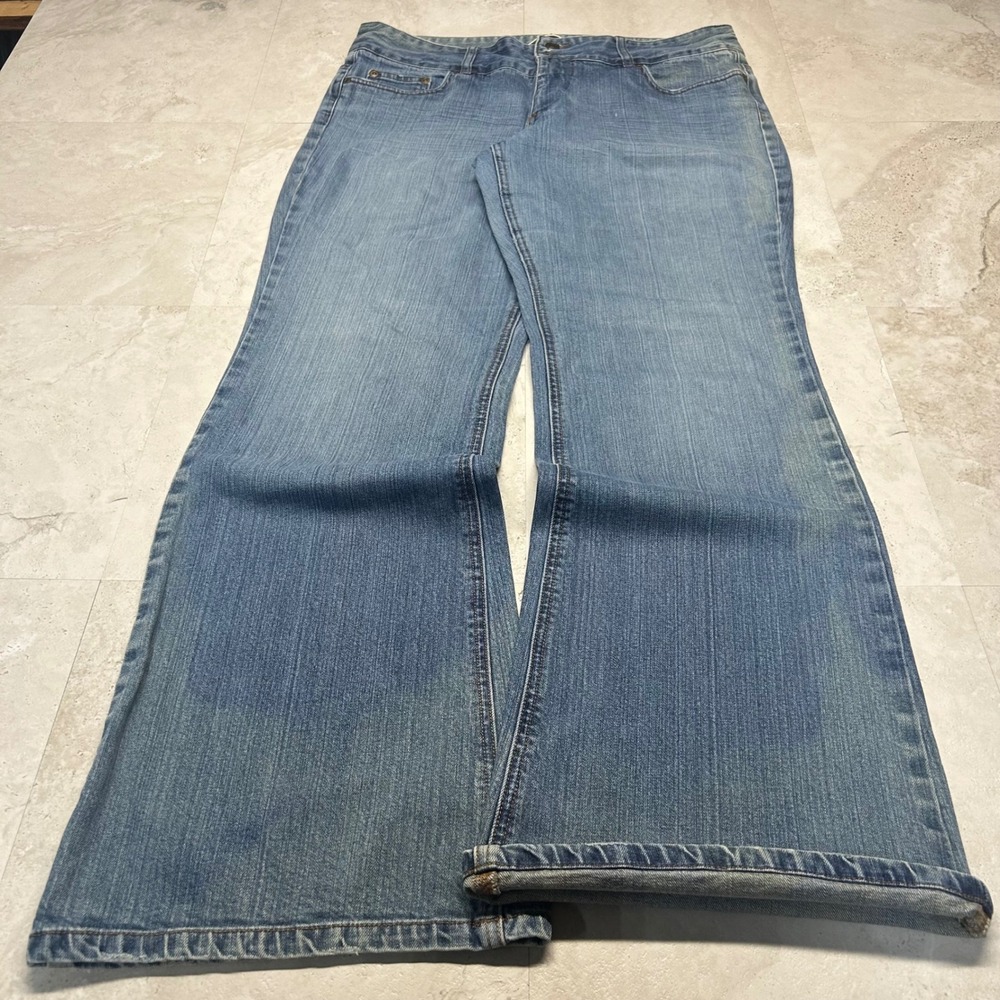 Express Flare Jeans Blue Womens 10 Medium Wash Mid Rise Y2K Bell Bottoms Denim